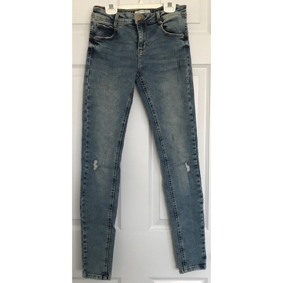 EightyTwo Denim Acid Wash Skinny Ankle Jeans Size 5 Pockets Light Blue - Picture 2 of 16